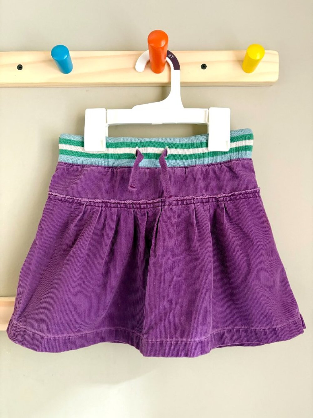 Mini Boden Purple Corduroy Skirt w/ Contrast Stripe Waistband